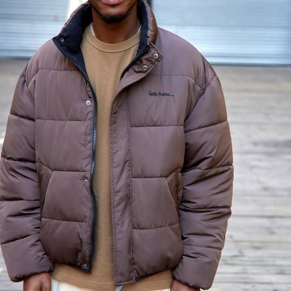 Urban Outfitters, iets frans Recycled Puffer Jacket, Brown, Small - Picture 3 of 6